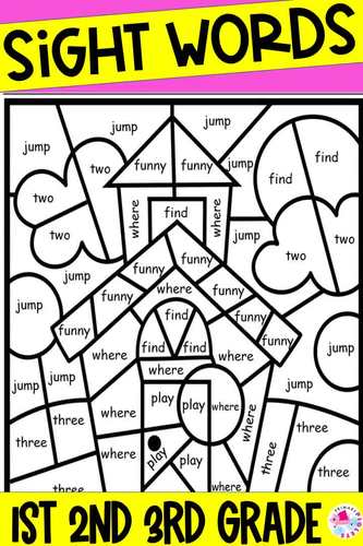 Back to School Color by Code Sight Words 1st 2nd 3rd Grade BUNDLE
