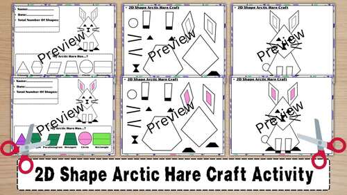 2D Shape Arctic Hare Craft | Winter & Arctic Math Activity |Geometry ...