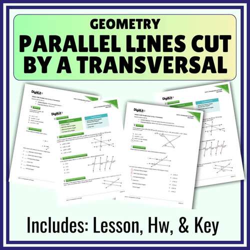 Parallel Lines Cut by Transversal Notes & Worksheets | 9th-11th Grade ...