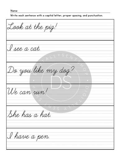 450 Cursive Sentence Writing Worksheets, Handwriting & Writing Practice
