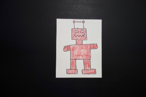 Preview of Let's Draw a Big RED Robot! (Shapes & Colors)