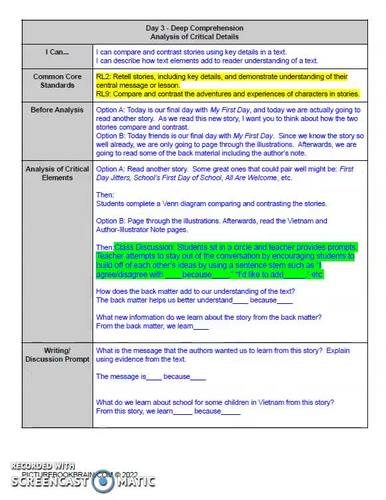 My First Day by Phung Nguyen Quang Lesson Plan and Activities | TPT