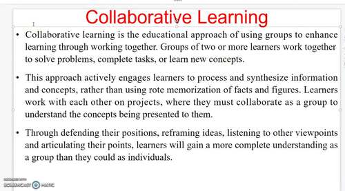 Preview of What is Collaborative Learning?