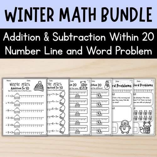 BUNDLE Winter Math Addition & Subtraction Within 20 | First and Second ...