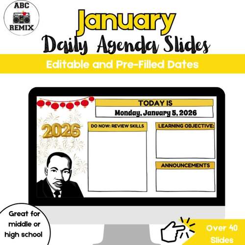 January Daily Agenda Slides Editable Google Template Goal Setting 2026 ...