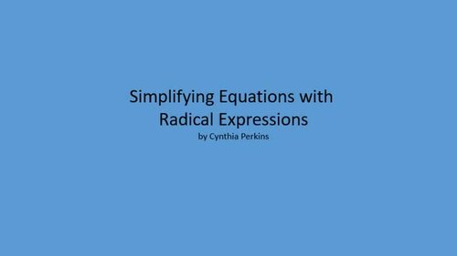 Preview of Adding and Subtracting Equations with Radical Expressions Video