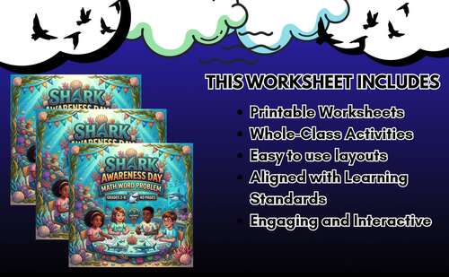 Dive Into Shark Math! Shark Awareness Day Word Problems for 2nd,3rd,4th,5th,6th,