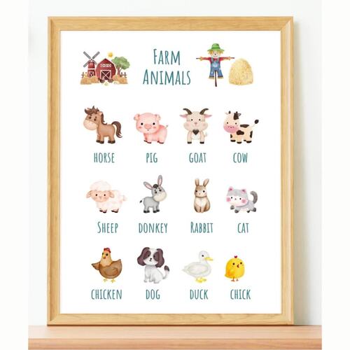 6 Animal Posters Set | Farm, Jungle, Zoo, Ocean Animals and Insects