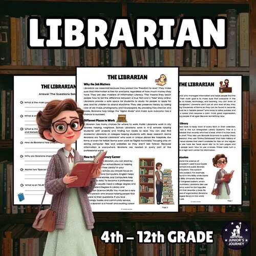 Librarian Reading Comprehension | Career Exploration Worksheet | TPT