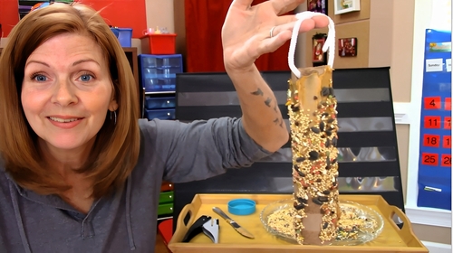 Preview of Online Preschool Homeschooling Fun for Spring | Easy DIY Bird Feeder!