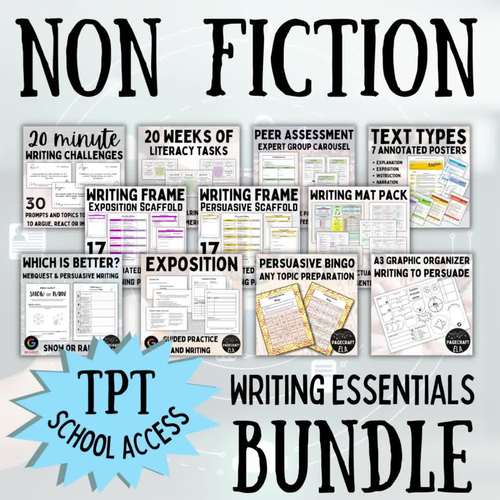 TPT School Access BUNDLE | Non-Fiction Writing Essential Activities ...