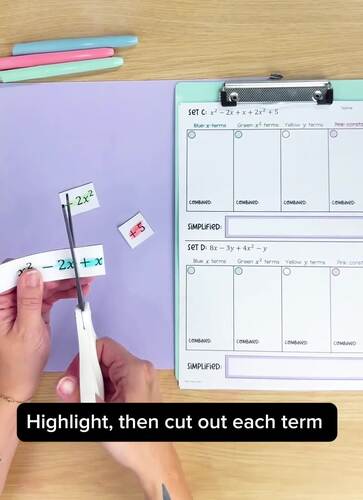 Simplifying Expressions: Expression Strips (Cut & Paste Activity)