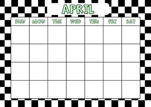 Editable Checkered Monthly Calendar by TeachingWithMsEaster | TPT