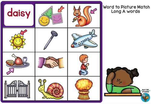 LONG A VOWEL TEAMS AI AY A-E WORD TO PICTURE MATCH BOOM CARDS 1ST 2ND ...