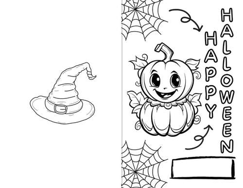 Colorable Halloween Cards Easy Printable for Teachers and Students