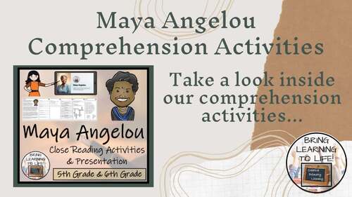 Maya Angelou Reading Comprehension Activities | 5th Grade & 6th Grade