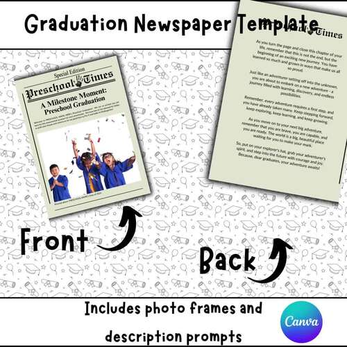 Graduation Ceremony Program Newspaper Editable Canva Template | TPT