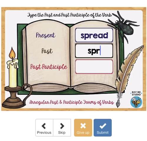 Type The Past And Past Participle Of The Verb Set 2 Boom Cards Boom Cards