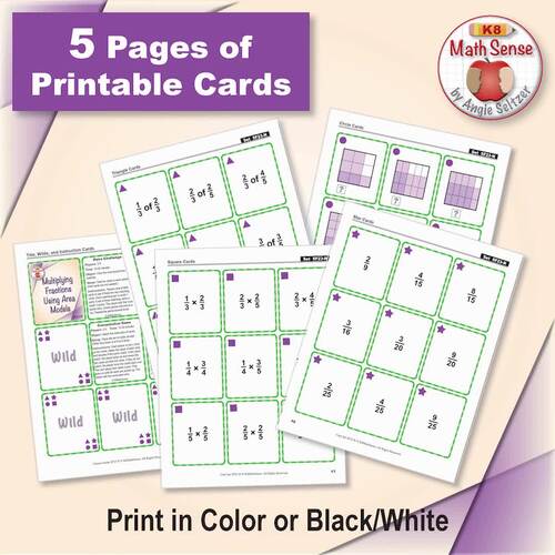 Multiplying Fractions Area Models 5th Grade Math Sense | 2 Game Sets ...