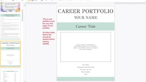 Professional Career Portfolio Templates {Editable Printable and Digital}