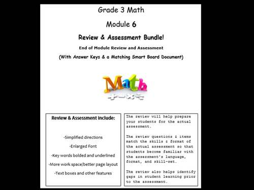 Grade 3, Math Module 6 REVIEW & ASSESSMENT (PDFs, Microsoft Word, & Smart Board)