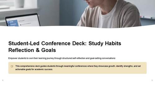 Student Led Conference Deck Study Habits Reflection Goals Grades 4-12 PPTX