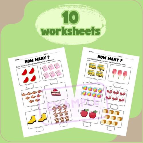 How Many? Counting Worksheets – Count & Write (Kindergarten to Grade 1)