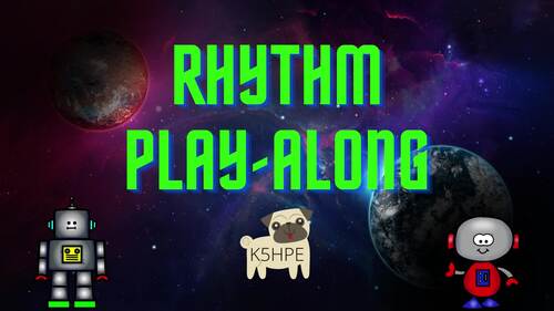 Preview of Rhythm Play Along Space Theme, Music Flash Cards, Quarter & Eighth Notes