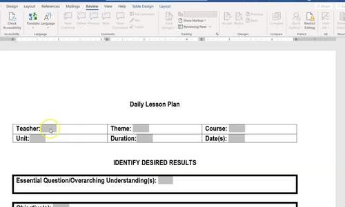 Preview of Lesson Plan - Instructions