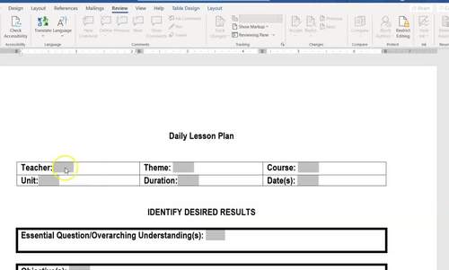 Preview of Lesson Plan - Instructions