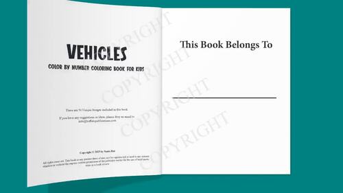 Vehicles Color By Numbers Book for Kids by Buffalo Publications | TPT