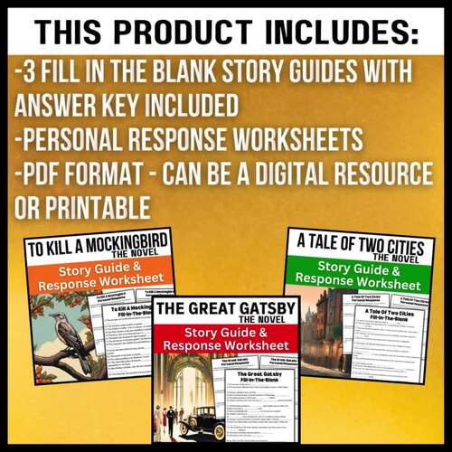 Book Bundle → Fill In The Blank Story Guide Activity & Novel Response ...