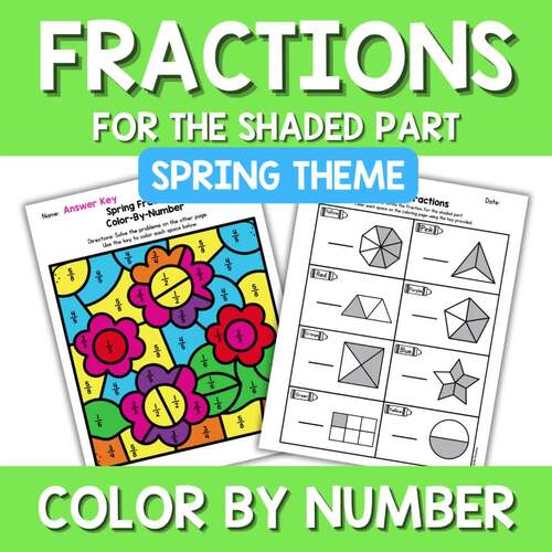 Spring Fractions Color by Number Code Math Activity No Prep Flowers Math Craft