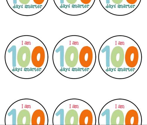 Cute Printable I am 100 Days Smarter Round Sticker Label TPT