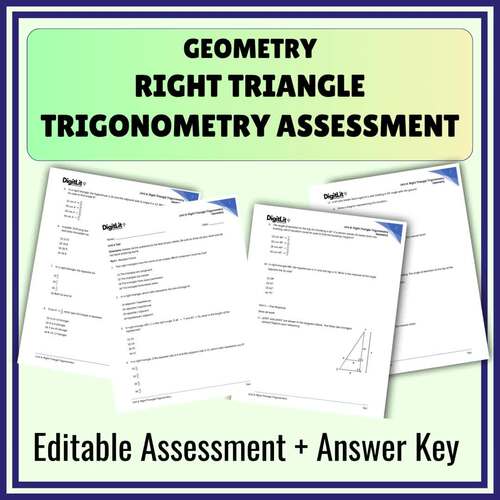 Right Triangle Trigonometry Editable Test,Assessment for 9th-11th Grade ...