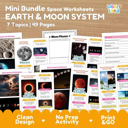 Earth and Moon System Worksheets Mini Bundle | Space Science Research