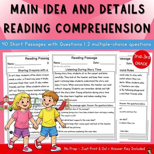 Main Idea and Details Reading Comprehension Passages | Grades 2–3 | No Prep