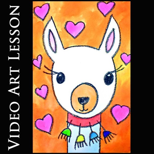 Preview of LLAMA & HEARTS Drawing & Painting Lesson |  Hispanic Heritage Month Activity