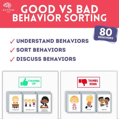 Good vs Bad Behavior Sorting 80 Behaviors Social Skill Autism ABA ...