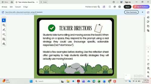 Task Initiation Game | EF Activities | SEL Board Game + Reflection
