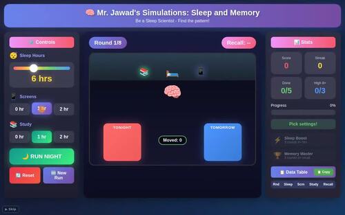 Sleep and Memory Simulation | Screen Time & Brain | Sim + Slides ...