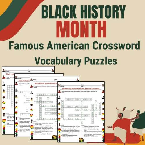 Black History Month Crossword Extensive Worksheets Vocabulary Puzzles
