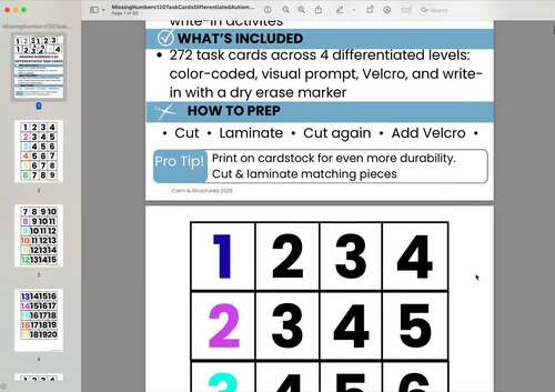 Missing Numbers 1–20 Task Cards | Differentiated | Autism, SPED ...