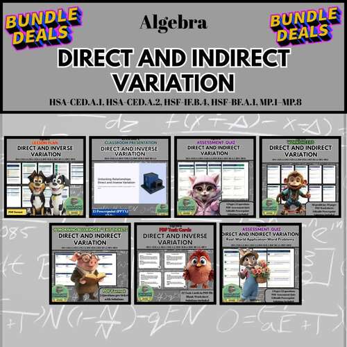 DIRECT AND INDIRECT VARIATION - Algebra Unit Curriculum BUNDLE