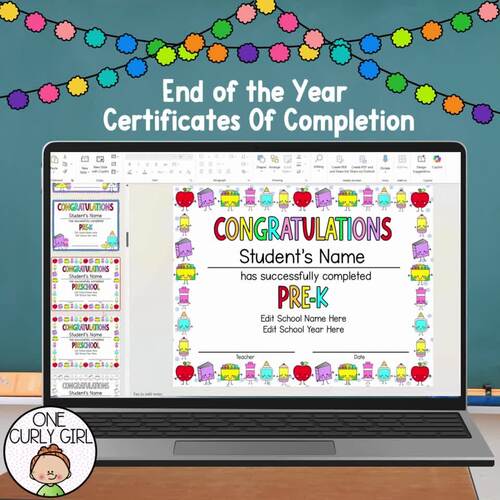 Certificate of Completion | End Of The Year Certificate | Editable Award