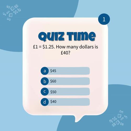 Maths Exchange Rates Quiz Game Activity