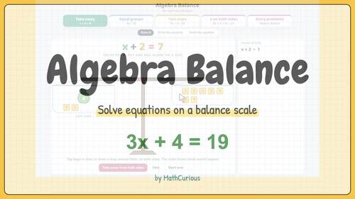 Algebra Digital Balance Scale tool, Solving Equations, Instant Feedback ...
