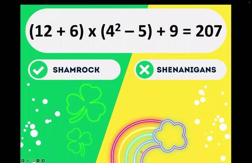 St Patricks Day Order of Operations Crack the Code Math Challenge Shamrock
