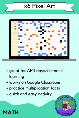 x6 Multiplication Pixel Art Math Activity - Basic Multiplication Fact Fluency