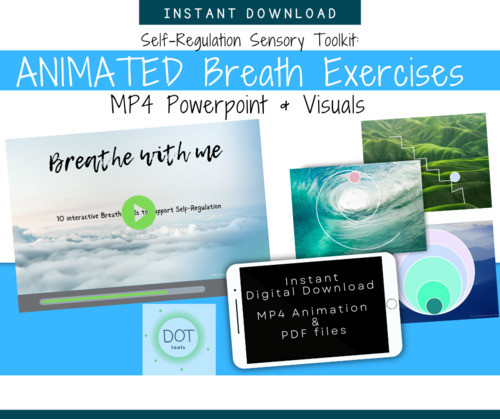 Preview of Animated Brain Break: Breathing Exercises, MP4, Self-Regulation, Respiration, OT